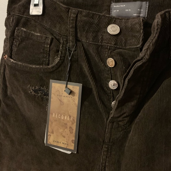 Zara Brown Corduroy Pants W31 - Picture 2 of 6